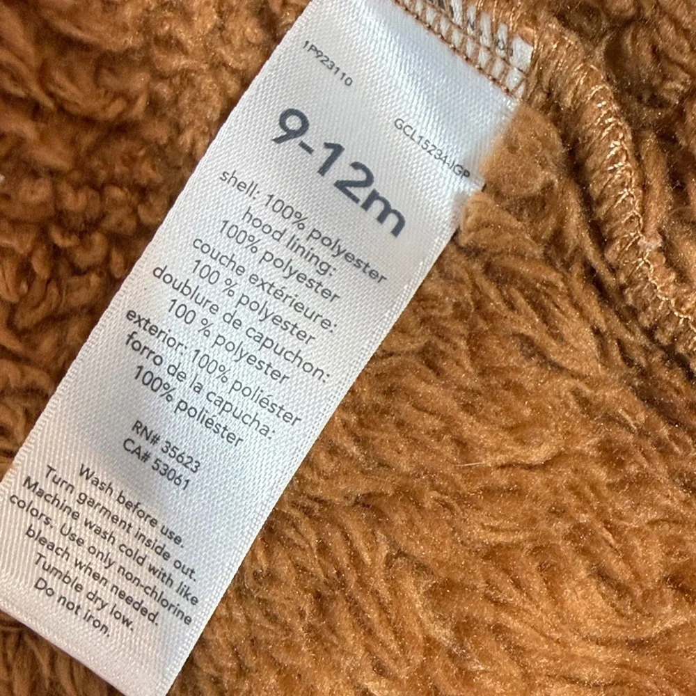 Carter’s Chestnut Brown Plush Hooded Jacket 9-12 M